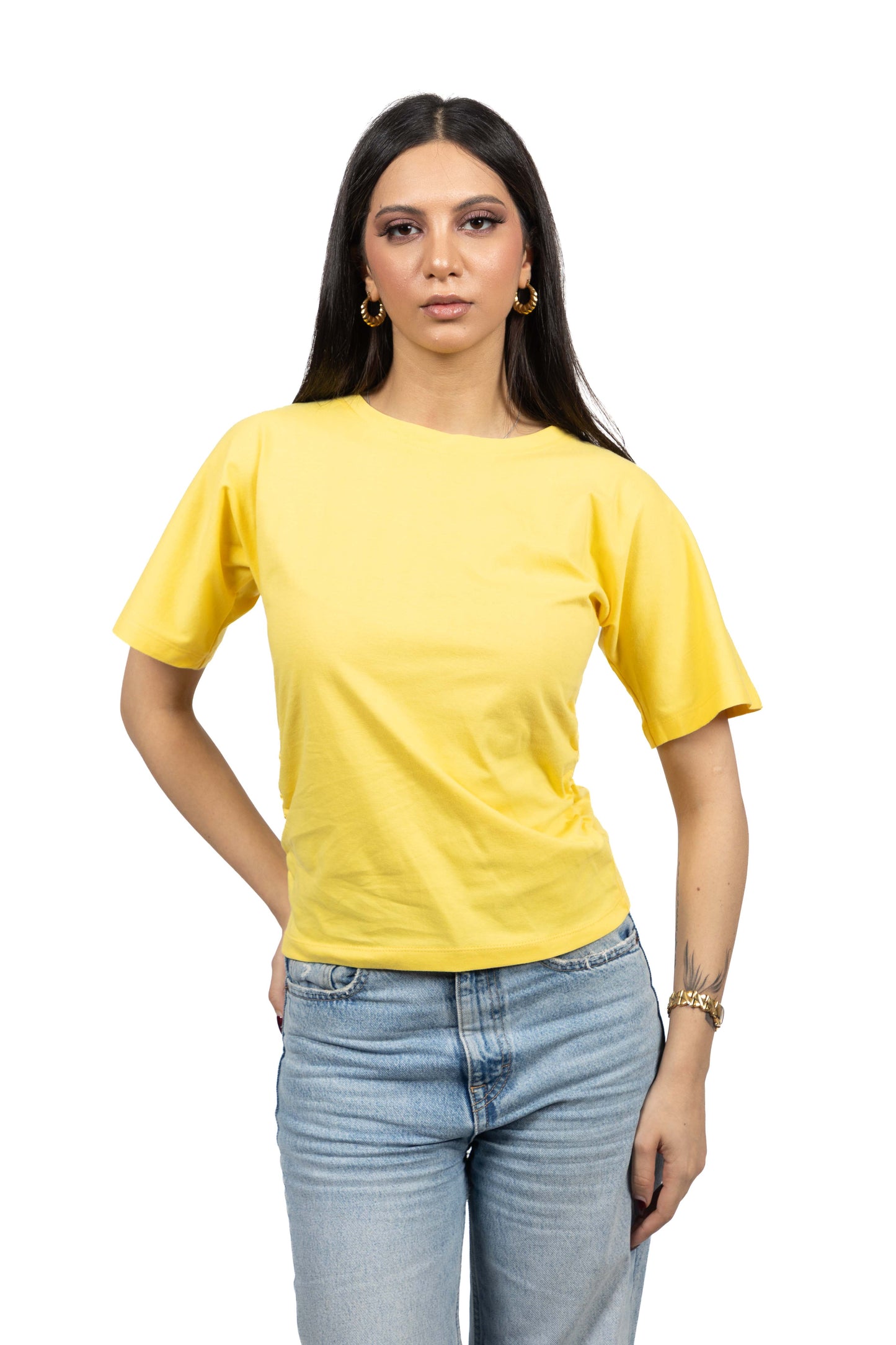 T-shirt basic à côtés froncés